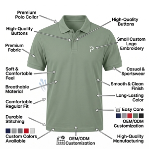 <b>Men's</b> <b>Green</b> Short Sleeve <b>Polo</b> <b>Shirt</b> Embroidered Logo Solid Casual Breathable Pique Polyester Regular Fit - Product Image 5