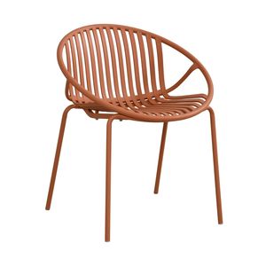 Juego de Comedor Moderno para Exteriores de 7 Piezas, Sillas Apilables Naranja y Negras con Metal y Polipropileno para Jardines - Product Image 6