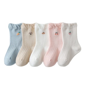 Custom Embroidered Cotton Crew <b>Socks</b> for Infant <b>Toddler</b> Girls Casual Anti-Bacterial Ruffle Top Baby ODM Vietnam Manufacturer - Product Image 1