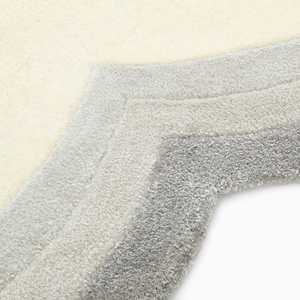 Alfombra Moderna de Lana Hecha a Mano con Borde Festoneado en Crema y Gris para Sala de Estar - Product Image 3