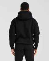 Sweat-shirt à capuche noir pour homme, 100% coton molletonné, coupe classique, vêtement décontracté pour l'automne, avec poche, fabrication OEM ODM à Sialkot