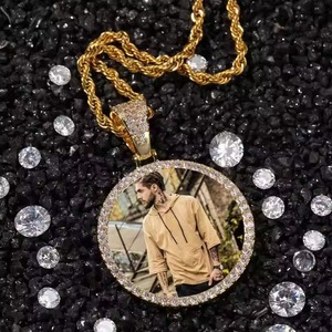 Wholesale Stylish Design Gold Plated <b>Rope</b> <b>Chain</b> Customized Size Custom Photo Moissanite Pendant Diamond Frame Unisex Party Wear - Product Image 2