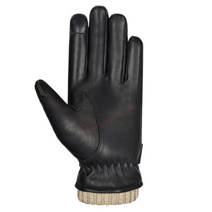 Leather Gloves Wrist Length <b>Thermal</b> Winter Warmth Outdoor Casual Plain Style Cotton Lining - Product Image 2