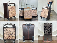 Valises de voyage à roulettes de luxe unisexe en cuir de vachette véritable durable 2026, nouveau motif floral, bagages à roulettes en cuir repoussé