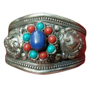 Asthamangal Men's Traditional Look <b>Copper</b> Alloy Antique Bronze Plated Fashion <b>Bracelets</b> & Bangles Multi Color Stone Set Gift - Product Image 1