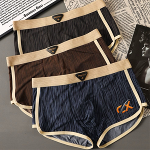 Factory Price Mid-Rise Breathable Plaid Pattern Spandex/Cotton <b>Boxer</b> Briefs for Men | <b>Custom</b> Logo Positions (Waist/Left/Right - Product Image 1