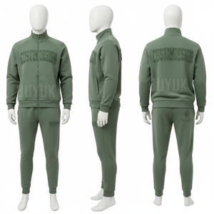 Custom Design <b>Cream</b> Tracksuit Full Zip Stand Collar Unisex Casual Wear Autumn Breathable Cotton Jogger Set Regular Fit - Product Image 4