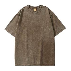 T-shirt décontracté vintage pour femme, délavé à l'acide, en coton épais de haute qualité, 100 % coton, délavé à l'acide - Product Image 1