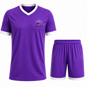 Ensemble de maillots de football personnalisés en gros – Respirant, séchage rapide, anti-UV, taille élastique, uniforme de football en polyester avec impression par transfert thermique - Product Image 1