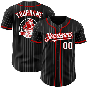 Maillots de baseball personnalisés avec logo noir et rouge, rayures personnalisées, pour entraînement de softball, authentiques, vente en gros, sublimation, maillots de sport pour hommes - Product Image 1