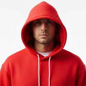 Conjunto Deportivo con Capucha Roja para Hombre, Color Sólido, Manga Larga, Ropa Casual, 100% Algodón, Corte Regular, con Bolsillos con Cordón, Estilo Otoñal - Product Image 3