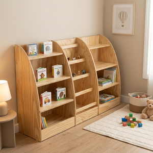 Étagère bibliothèque en bois moderne, 9 étagères, unité de rangement modulaire pour la maison, chambre d'enfant, design scandinave, autoportante - Product Image 3