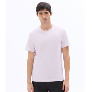 Men's Solid Color Short Sleeve O-Neck Cotton T-Shirt Regular Fit Casual Breathable Washed Front Logo Jersey Knitted <b>Light</b> Gray - Product Image 6