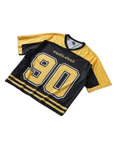 Negro Amarillo FADED AWAY 90 Camiseta de malla de gran tamaño Hip Hop Streetwear Camiseta deportiva con cuello en V Logotipo personalizado Camisetas para hombres - Product Image 2