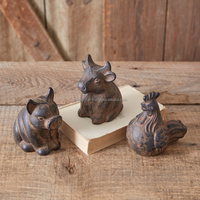 Nouvelle Collection : Ornement Décoratif Rustique en Fonte Faite à la Main, Personnalisable, Miniature, pour Table, en Forme de Coq, Taureau ou Cochon, Style Ferme, pour la Maison et le Jardin