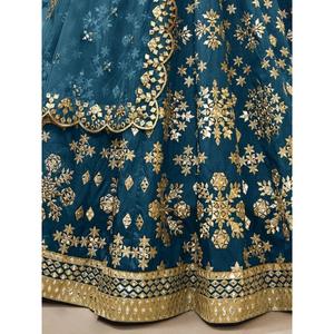 Hermoso espejo azul trabajo arte seda boda desgaste semi-cosido Lehenga Choli por Zeel ropa - Product Image 2
