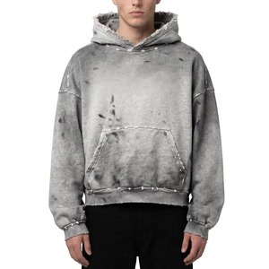 Sweat à capuche surdimensionné personnalisé pour homme, 100% coton épais, délavé à l'acide, effet usé et décoloré par le soleil, style streetwear, Asali Hoodies pour hommes - Product Image 6