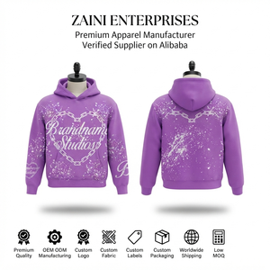 Sweat à capuche surdimensionné pour homme en molleton de coton 400 GSM, écologique, avec logo personnalisé imprimé en relief, OEM ODM - Product Image 1