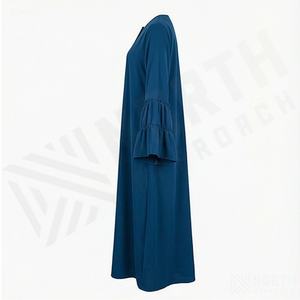 Abaya Moderna con Volantes en las Mangas, Poliéster Antiestático, Hecha a Mano, Larga hasta el Suelo, Vestido Modesto para Mujeres Musulmanas, Nida Premium - Product Image 3