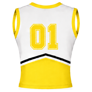Ensemble d'uniforme de cheerleading jaune vif, haut sans manches à col en V, jupe plissée, tenue de compétition et d'entraînement pour équipes sportives - Product Image 4