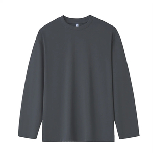 T-shirt à manches longues pour homme personnalisé, coton premium, col rond décontracté, tissu doux, service de fabrication de vêtements OEM ODM - Product Image 1