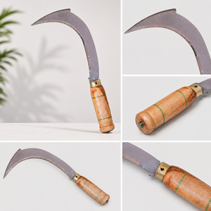 Premium Wooden Handle <b>Sickle</b> Stainless Steel Curved Blade Agricultural Grass Cutter Hand <b>Tool</b> for Farming Gardening Harvests Use - Product Image 3