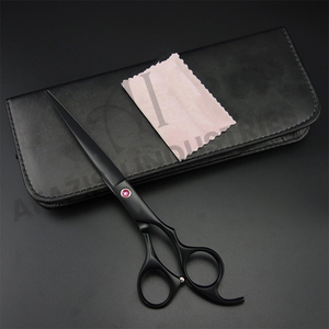 Ciseaux de toilettage pour chiens à coupe droite noire professionnelle 440C en acier à haute teneur en carbone avec outils de cisaillement pour animaux de compagnie à lame en acier inoxydable - Product Image 1