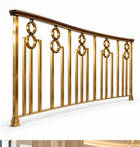 Balustrades d'escalier Art Déco dorées avec motifs ovales entrelacés et barres verticales fines pour intérieurs raffinés - Product Image 3