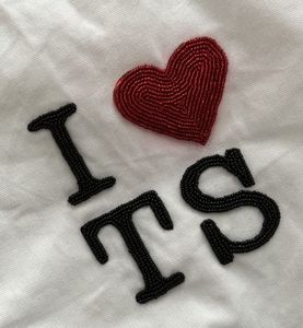 Handmade Cotton Glass Beads Embroidery Craft I Love TS <b>Heart</b> Design <b>T</b>-<b>Shirt</b> - Product Image 1