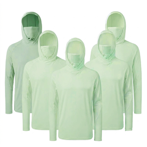 เสื้อฮู้ดตกปลาสีเขียวอ่อน แขนยาว ป้องกันรังสียูวี ซักง่าย ทนทาน ระบายอากาศได้ดี สวมใส่สบาย ไม่ยับง่าย เหมาะสำหรับผู้ชาย สไตล์ลำลอง - Product Image 1