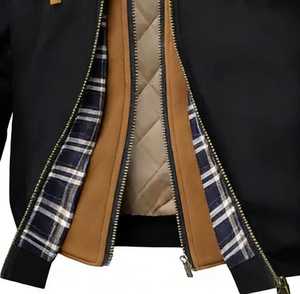 Men's Hooded Bomber <b>Jacket</b> Casual Zipper Front Stand Collar <b>Fleece</b> <b>Lining</b> Windproof Polyester Cotton Winter Wear - Product Image 3