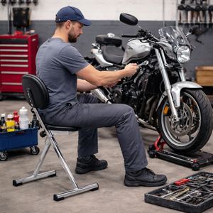 Tabouret d'atelier industriel réglable, chaise de mécanicien pliable avec dossier, siège de garage réglable en hauteur pour réparation automobile GAPGAR036 - Product Image 4