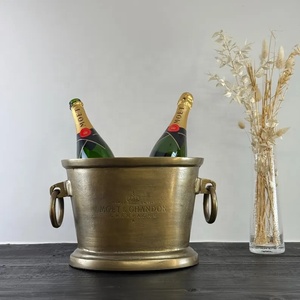 Seau à champagne vintage en laiton avec poignée, refroidisseur à vin artisanal, glacière de luxe pour bar, décoration pour fêtes et réceptions - Product Image 2