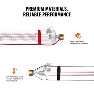 Tube de découpe laser CO2 130W, longueur 65 (1650 mm), diamètre 3.1 (80 mm), verre borosilicate, durée de vie 10 000 heures, machines de découpe laser pour métaux - Product Image 6