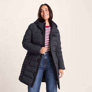 Doudoune mi-longue à capuche légère pour femme, manteau d'hiver matelassé coupe-vent avec fermeture éclair, veste longue matelassée pour femme - Product Image 4
