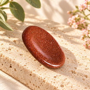 Pierre de pouce en Goldstone rouge, ovale, polie, 1,5 x 0,6 pouces, cristal Feng Shui portable, décoration d'intérieur 7 Chakras - Product Image 5