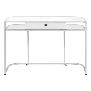 Contemporary Modern 48\"L Home <b>Office</b> Computer Desk with Chrome Metal & White Laminate Featuring Storage <b>Drawers</b> for Work Laptop - Product Image 6