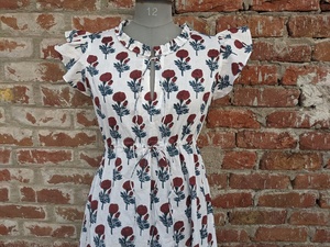 Robe en gaze de coton imprimée à la main, style bohème, dos nu, courte, pour l'été, 100% coton indien, imprimé floral, longue robe maxi pour femme - Product Image 3