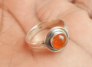 แหวนมิดิประดับพลอยคาร์เนเลียน เงินแท้ 925 แหวนทำมือ สไตล์โบโฮ - Product Image 5