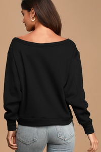 Sweat-shirt décontracté léger à col large et manches longues pour femme, doux, de haute qualité, personnalisable, idéal pour l'hiver et le quotidien - Product Image 3