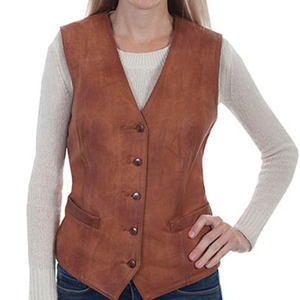 Chaleco de Cuero Genuino Personalizado 2026 para Mujer, Chaleco de Cuero de Invierno Transpirable, Impermeable, Ecológico, Estilo Vintage, Informal - Product Image 3