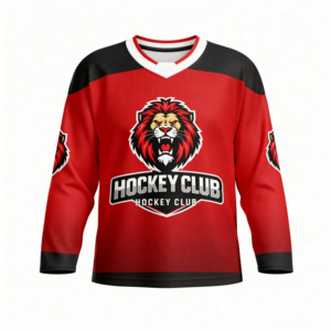 Camiseta de Hockey sobre Hielo Sublimada para Hombre, Manga Larga, Absorbente de Humedad, Poliéster, Cuello en V, Corte Regular - Product Image 1