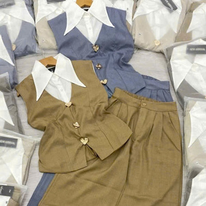 Ensemble deux pièces d'été pour femmes, vêtements confortables, mode naturelle, lavables, emballage personnalisé, fabriqué au Vietnam. - Product Image 2