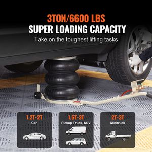 แม่แรงลมแบบถุงลมสามถุง 3T/6600 ปอนด์ ยกเร็ว 17.7 นิ้ว/450 มม. ยกได้ภายใน 3-5 วินาที แม่แรงเหล็กสำหรับยกรถ - Product Image 1