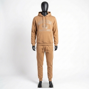 Conjunto Deportivo con Capucha para Hombre, 100% Algodón, Corte Holgado, con Pedrería, Ropa Casual, Conjunto Deportivo de 2 Piezas con Pedrería - Product Image 1