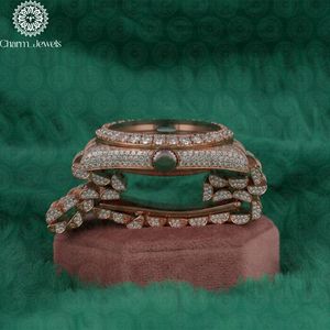 Charm_Jewels Luxury Rose Gold Women's Analog Quartz <b>Watch</b> With <b>Diamond</b> Bezel And Sapphire Crystal 36mm Round Dial Folding Clasp - Product Image 4