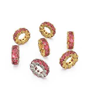 Breloque Ronde en Or Italien 14 carats avec Grenat, Breloque Roue en Grenat Rouge, Support de Breloque Ronde, Bague Éternité avec Pierre Ronde Pierre de Naissance de Janvier - Product Image 4