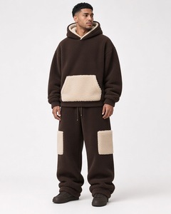 Sweat-shirt streetwear de luxe en maille éponge blanc cassé, coupe ample, à capuche, manches dolman et ourlet ouvert à la cheville - Product Image 3