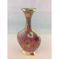 Vas Bunga Logam Enamel Mewah Berhias Lukisan Tangan, Pot Bunga Dekoratif Vintage Hitam Silinder untuk Dekorasi Rumah dan Pernikahan
