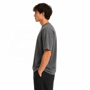 Camisetas de algodón personalizadas con hombros caídos, cuello redondo, corte holgado, lisas, para hombre, estilo casual, para pedidos al por mayor, ropa urbana, proveedor unisex, EE. UU. - Product Image 3